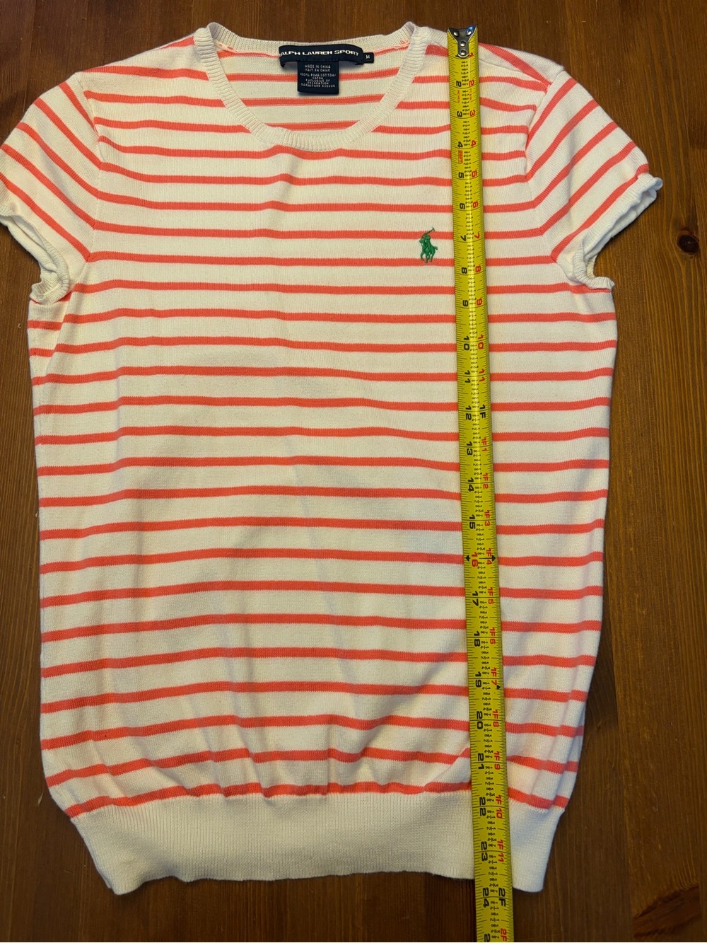 Ralph Lauren Sport Pink Stripe Crewneck Cotton Tee. Size M - Picture 7 of 8